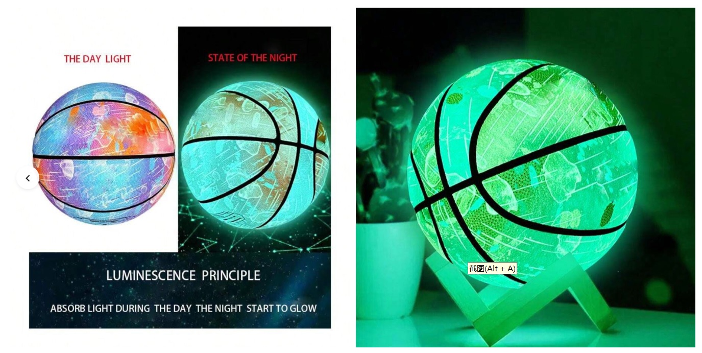 No 7 Glowing Outdoor Training Basketball - Wear-Resistant, Light-Absorbing, Night-Shining, Black PU Construction With Small Air Cylinder And Metal Air Needle - Perfect For Adults