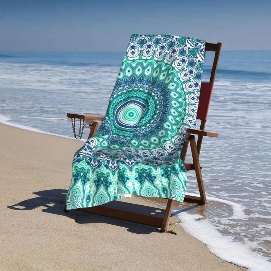 Outdoor Sports Daisy Print Beach Towel, Quick Dry, Non-Stick Sand, Camping, Beach, Picnic Mat, Vacation Portable, Sunscreen Shawl, Yoga Mat