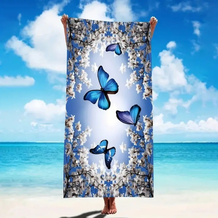 Outdoor Sports Daisy Print Beach Towel, Quick Dry, Non-Stick Sand, Camping, Beach, Picnic Mat, Vacation Portable, Sunscreen Shawl, Yoga Mat