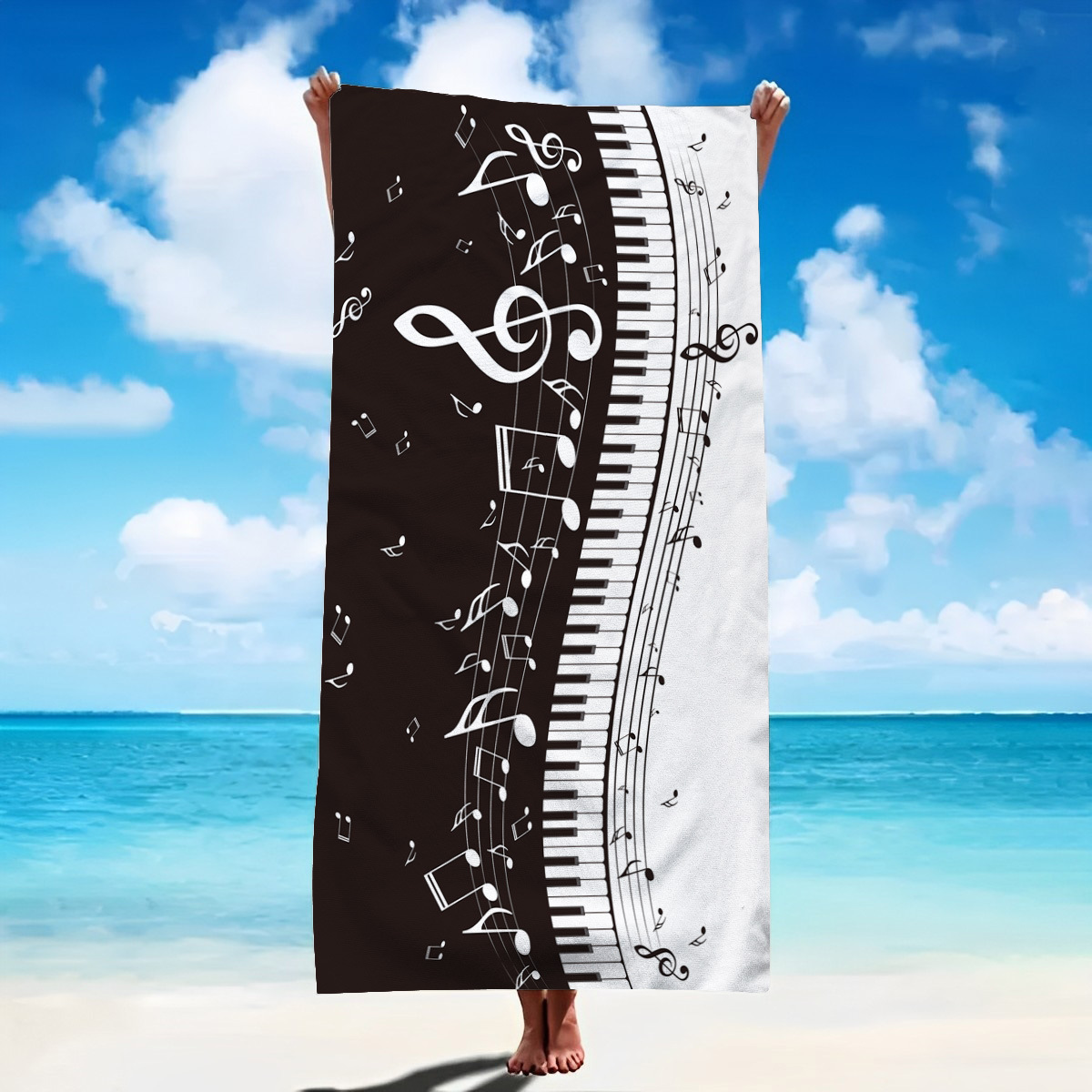 Outdoor Sports Daisy Print Beach Towel, Quick Dry, Non-Stick Sand, Camping, Beach, Picnic Mat, Vacation Portable, Sunscreen Shawl, Yoga Mat