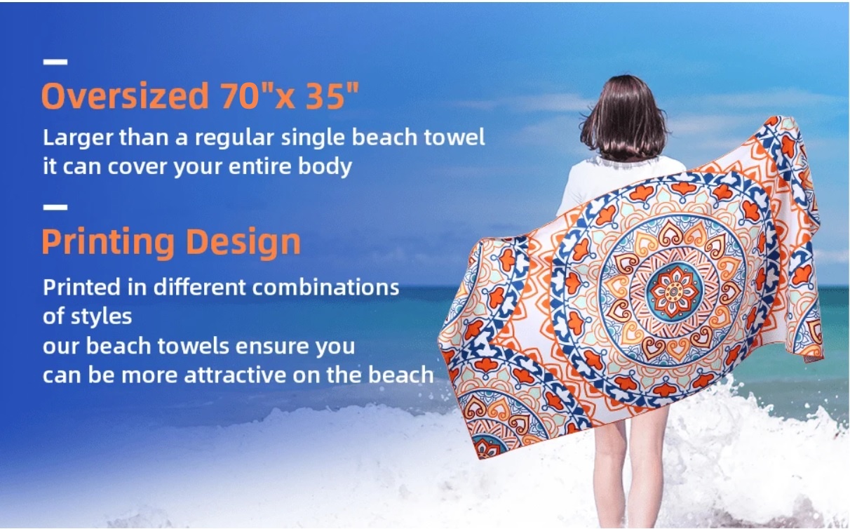 Outdoor Sports Daisy Print Beach Towel, Quick Dry, Non-Stick Sand, Camping, Beach, Picnic Mat, Vacation Portable, Sunscreen Shawl, Yoga Mat