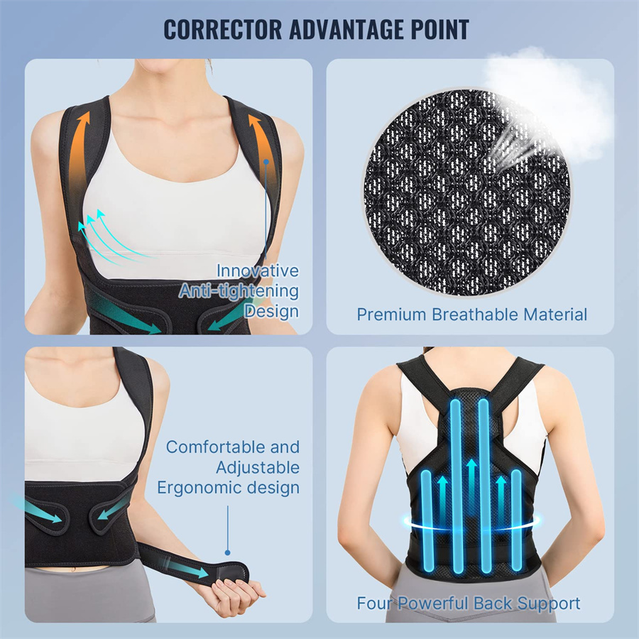 Back Brace Posture Corrector For Women And Men, Shoulder Straightener, Adjustable Full Back Support