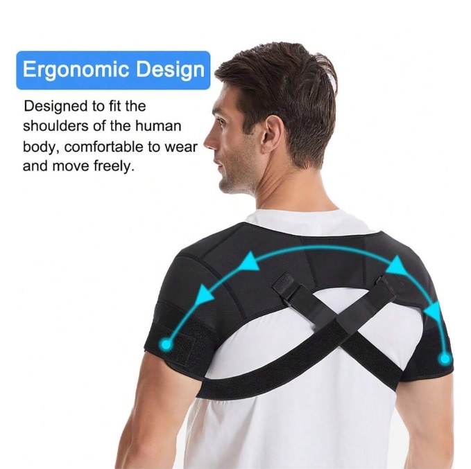 Double Shoulder Support Brace, Stability Strap Protector For Men And Women Compression Sleeves For Daily Sport Workout Weightlifting Fitness Cycling