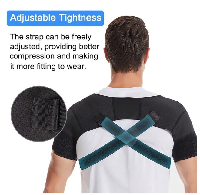 Double Shoulder Support Brace, Stability Strap Protector For Men And Women Compression Sleeves For Daily Sport Workout Weightlifting Fitness Cycling