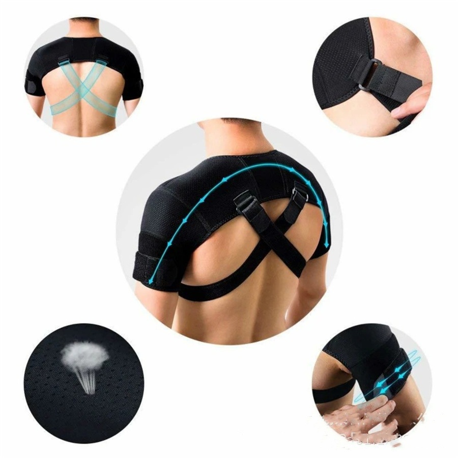 Double Shoulder Support Brace, Stability Strap Protector For Men And Women Compression Sleeves For Daily Sport Workout Weightlifting Fitness Cycling