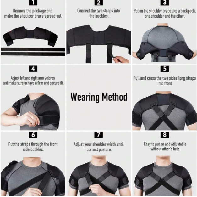 Double Shoulder Support Brace, Stability Strap Protector For Men And Women Compression Sleeves For Daily Sport Workout Weightlifting Fitness Cycling