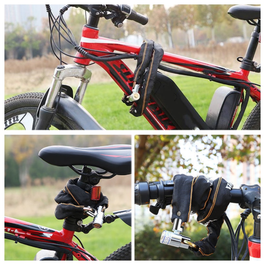 80CM Cable Lock Heavy Duty Braided Stainless Steel Cable Lock For Outdoor Cycling Security (Black),Bike Chain Lock With Lighter Weight And Stronger Security, Anti-Theft Bicycle Lock For Bikes, Motorcycles, Doors