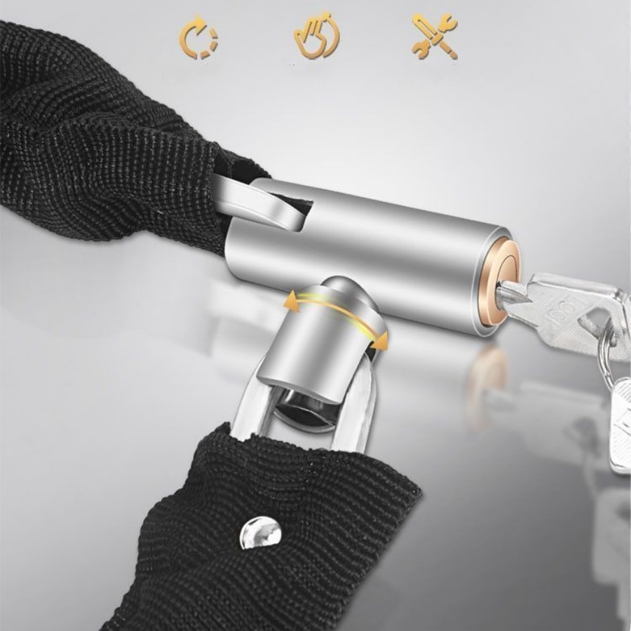 80CM Cable Lock Heavy Duty Braided Stainless Steel Cable Lock For Outdoor Cycling Security (Black),Bike Chain Lock With Lighter Weight And Stronger Security, Anti-Theft Bicycle Lock For Bikes, Motorcycles, Doors