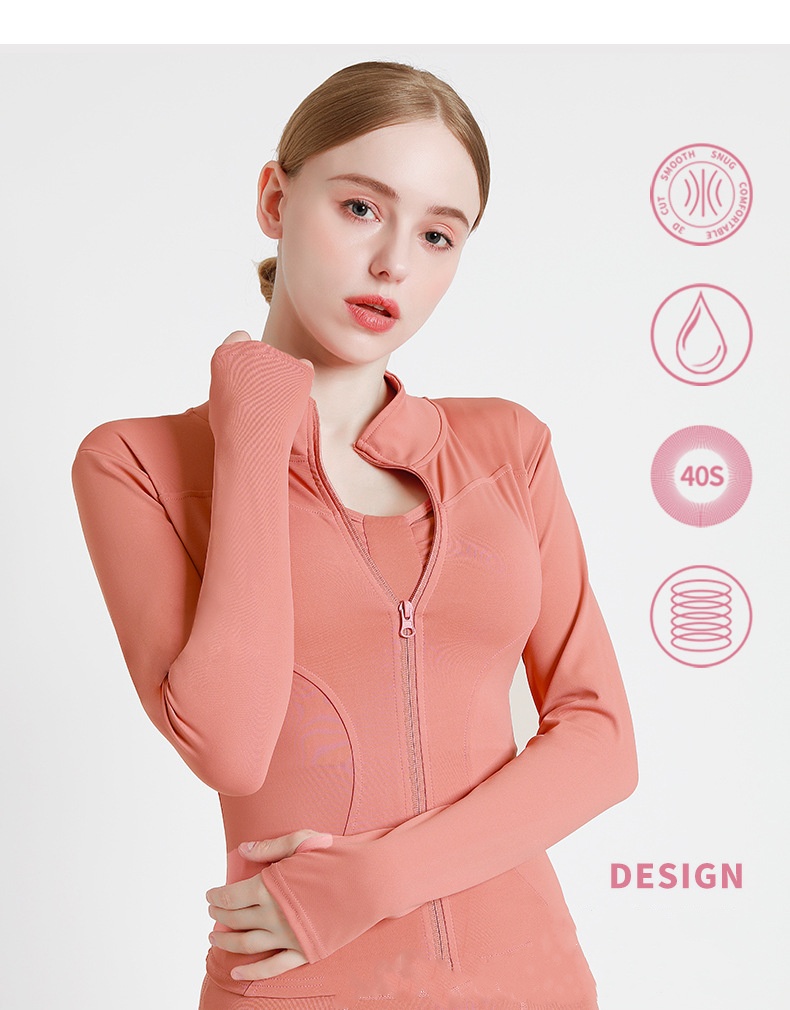 Solid Color Zip Thumb Hole Track Jacket,Stand Collar Thumb Hole Sports Jacket