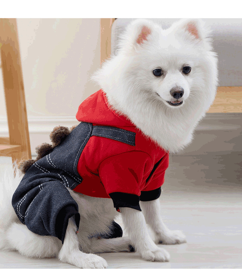 Autumn/Winter Clothes, Small Dog Floral Dinosaur Costume,Pet Jumpsuit, Winter Warm Flush Clothes Teddy Small Dog Puppy Bichon Pomeranian Kitten Autumn And Winter Clothes