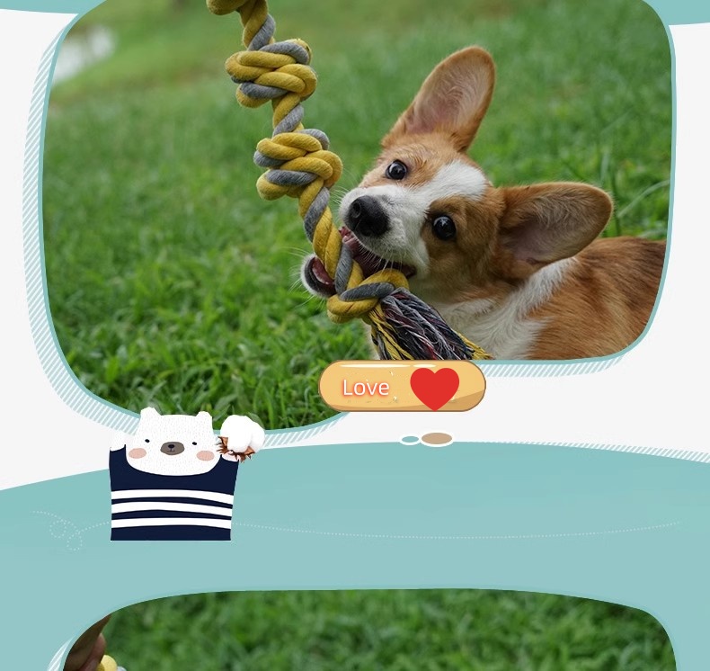 Cotton rope six knots medium and large dog pet cotton rope dog toy bite resistant large dog teething toy,Interactive Dog Pet Rope Chew Toy Set, Rope Knot Toy Combination - Includes Fun Training And Teeth Cleaning Benefits,1pc Rope Bite Toy For Dogs