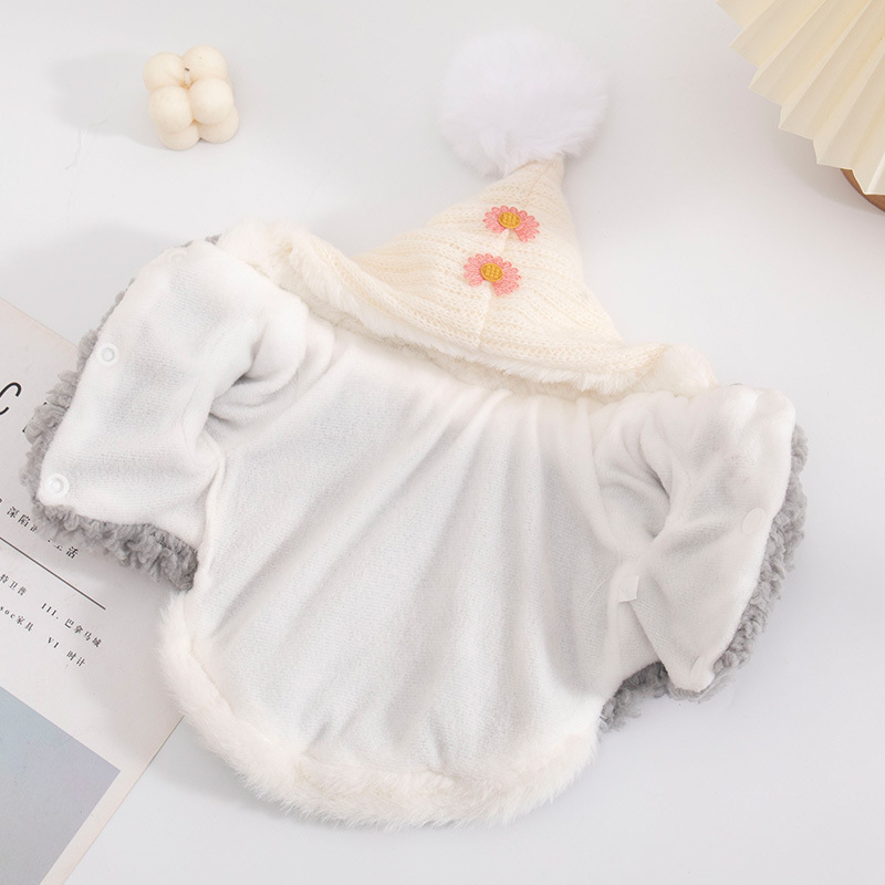 Pet clothing Autumn and Winter fluffy warm cute hooded vest Teddy Pomeranian small dog pet clothing, 1pc Pet Cat Dog Bear Cosplay Hoodie, Pink Sherpa Soft Warm Sweatshirt For Dogs, Autumn/Winter