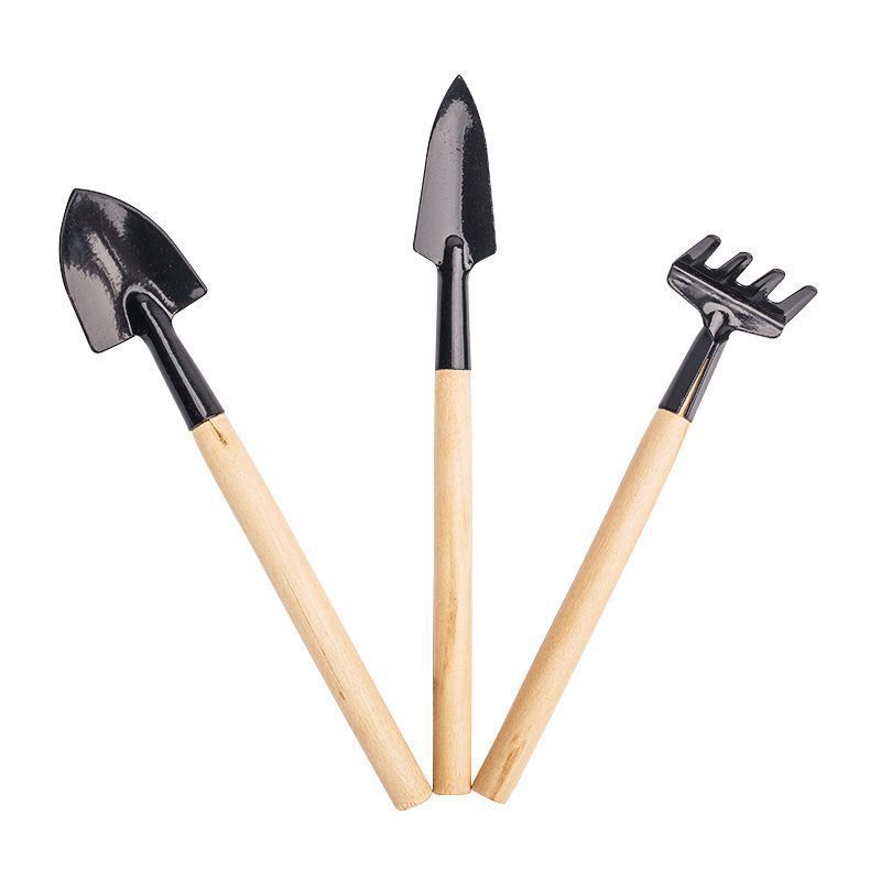 3pcs/set Mini Gardening Tools With Wood Handles, Children Garden Shovel Suitable For Potting/transplanting/loosening Soil/weeding/flower Planting