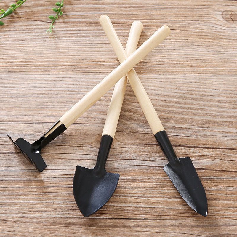 3pcs/set Mini Gardening Tools With Wood Handles, Children Garden Shovel Suitable For Potting/transplanting/loosening Soil/weeding/flower Planting
