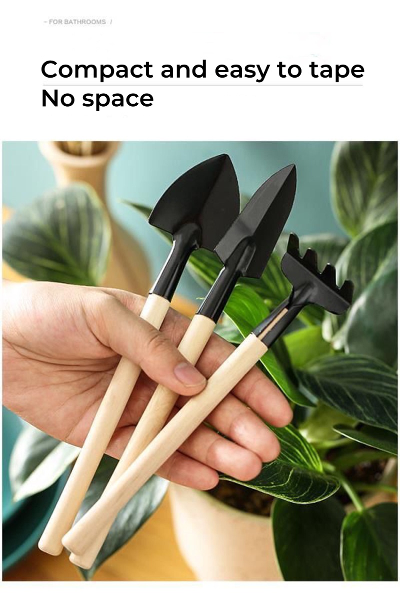 3pcs/set Mini Gardening Tools With Wood Handles, Children Garden Shovel Suitable For Potting/transplanting/loosening Soil/weeding/flower Planting