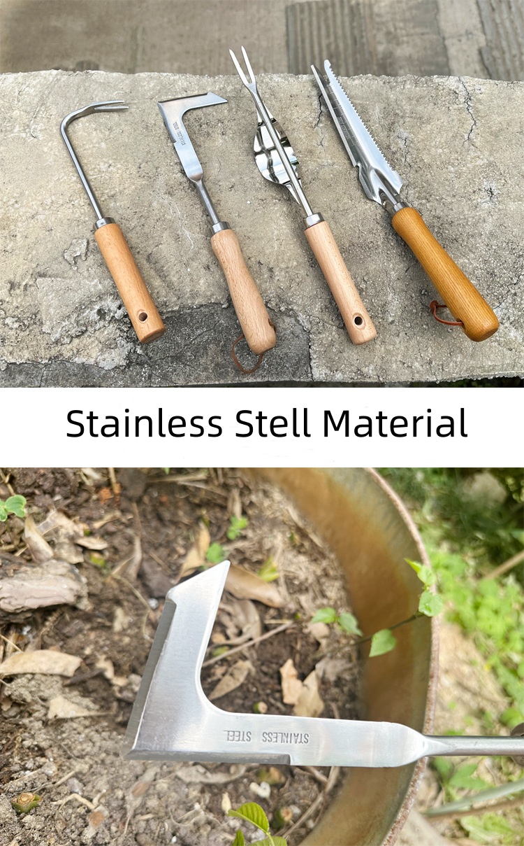 Wood Handle Manual Garden Weeding Rake Suitable For Weeding And Loosening Soil,Garden Weeding Tool - Weeding Puller, L-Shaped Manual Crack Weeder. Extractor Removal, Agricultural Bonsai Supplies Hand Tool
