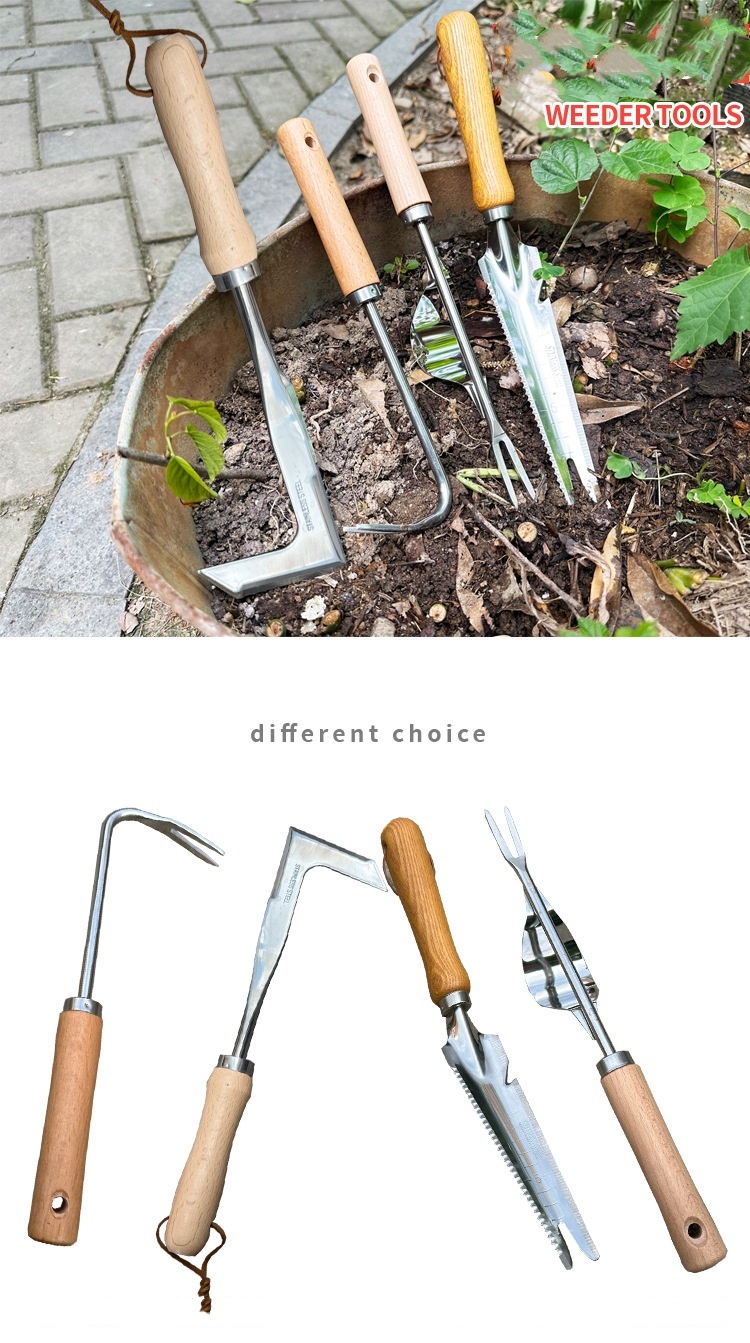 Wood Handle Manual Garden Weeding Rake Suitable For Weeding And Loosening Soil,Garden Weeding Tool - Weeding Puller, L-Shaped Manual Crack Weeder. Extractor Removal, Agricultural Bonsai Supplies Hand Tool