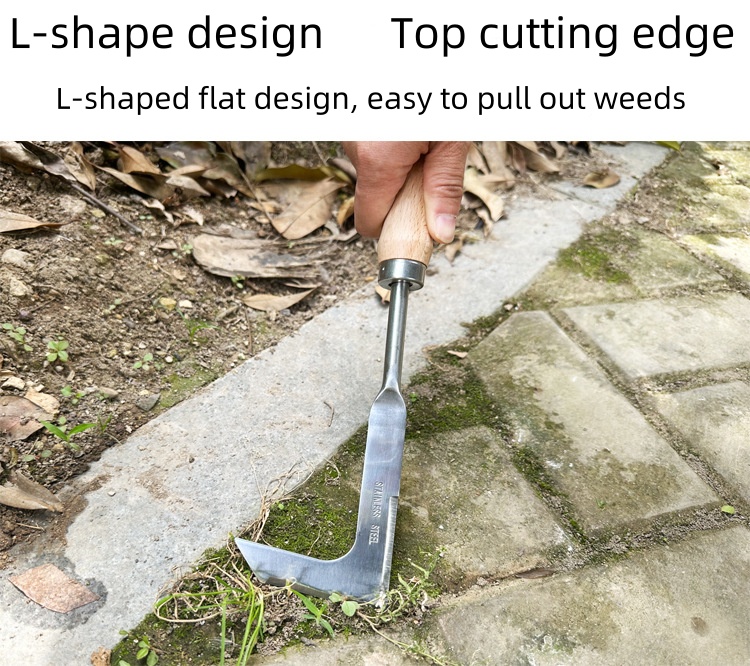 Wood Handle Manual Garden Weeding Rake Suitable For Weeding And Loosening Soil,Garden Weeding Tool - Weeding Puller, L-Shaped Manual Crack Weeder. Extractor Removal, Agricultural Bonsai Supplies Hand Tool