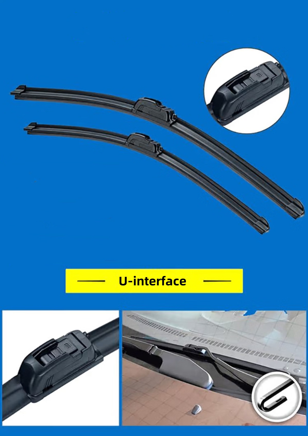 CARALL S850 Boneless Wiper Universal Lucas Wiper  14" 16" 18" 19" 20" 21" 22" 24" 26"28",Car Windshield Wiper Blades U-Type Universal Soft Rubber Frameless Bracketless Car Wipers