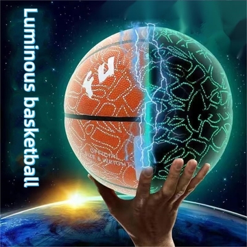 No 7 Glowing Outdoor Training Basketball - Wear-Resistant, Light-Absorbing, Night-Shining, Black PU Construction With Small Air Cylinder And Metal Air Needle - Perfect For Adults