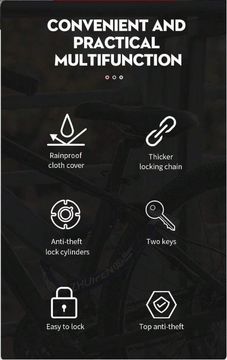 80CM Cable Lock Heavy Duty Braided Stainless Steel Cable Lock For Outdoor Cycling Security (Black),Bike Chain Lock With Lighter Weight And Stronger Security, Anti-Theft Bicycle Lock For Bikes, Motorcycles, Doors