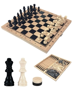 1set Three-In-One Wooden Chess Set, Including Solid Wood Chess Pieces And Folding &amp; Portable Game Board, Intellectual Toy,Adult Party Games Suitable For Halloween/Christmas/Thanksgiving
