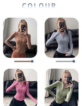 Women's Thumb Hole Tight Fitted Stand Collar Pullover Zip Up Sweatshirt,Women's Solid Color Zipper Front &amp; Stand Collar Sport Jacket