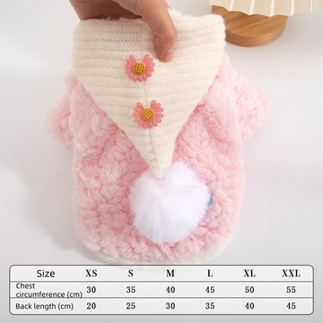 Pet clothing Autumn and Winter fluffy warm cute hooded vest Teddy Pomeranian small dog pet clothing, 1pc Pet Cat Dog Bear Cosplay Hoodie, Pink Sherpa Soft Warm Sweatshirt For Dogs, Autumn/Winter