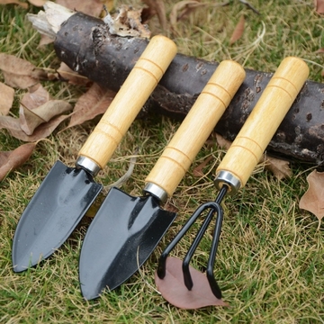 3pcs/set Mini Gardening Tools With Wood Handles, Children Garden Shovel Suitable For Potting/transplanting/loosening Soil/weeding/flower Planting