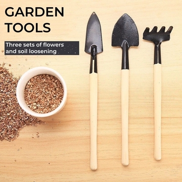 3pcs/set Mini Gardening Tools With Wood Handles, Children Garden Shovel Suitable For Potting/transplanting/loosening Soil/weeding/flower Planting