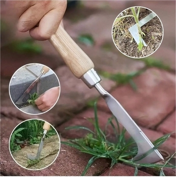 Wood Handle Manual Garden Weeding Rake Suitable For Weeding And Loosening Soil,Garden Weeding Tool - Weeding Puller, L-Shaped Manual Crack Weeder. Extractor Removal, Agricultural Bonsai Supplies Hand Tool