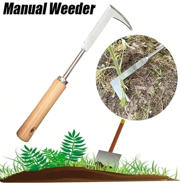 Wood Handle Manual Garden Weeding Rake Suitable For Weeding And Loosening Soil,Garden Weeding Tool - Weeding Puller, L-Shaped Manual Crack Weeder. Extractor Removal, Agricultural Bonsai Supplies Hand Tool