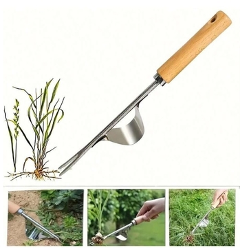 Wood Handle Manual Garden Weeding Rake Suitable For Weeding And Loosening Soil,Garden Weeding Tool - Weeding Puller, L-Shaped Manual Crack Weeder. Extractor Removal, Agricultural Bonsai Supplies Hand Tool
